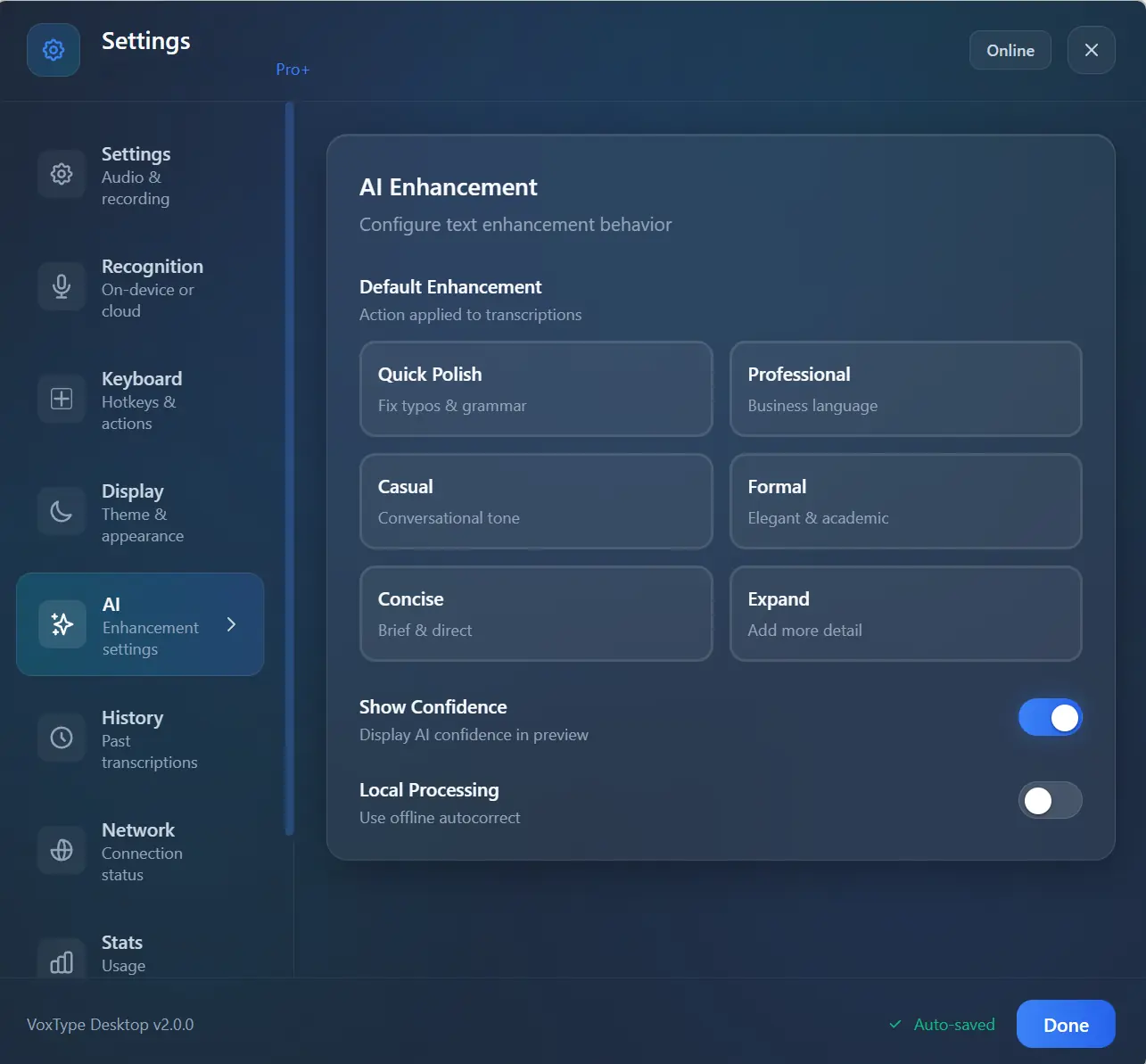 AI Enhancement Settings